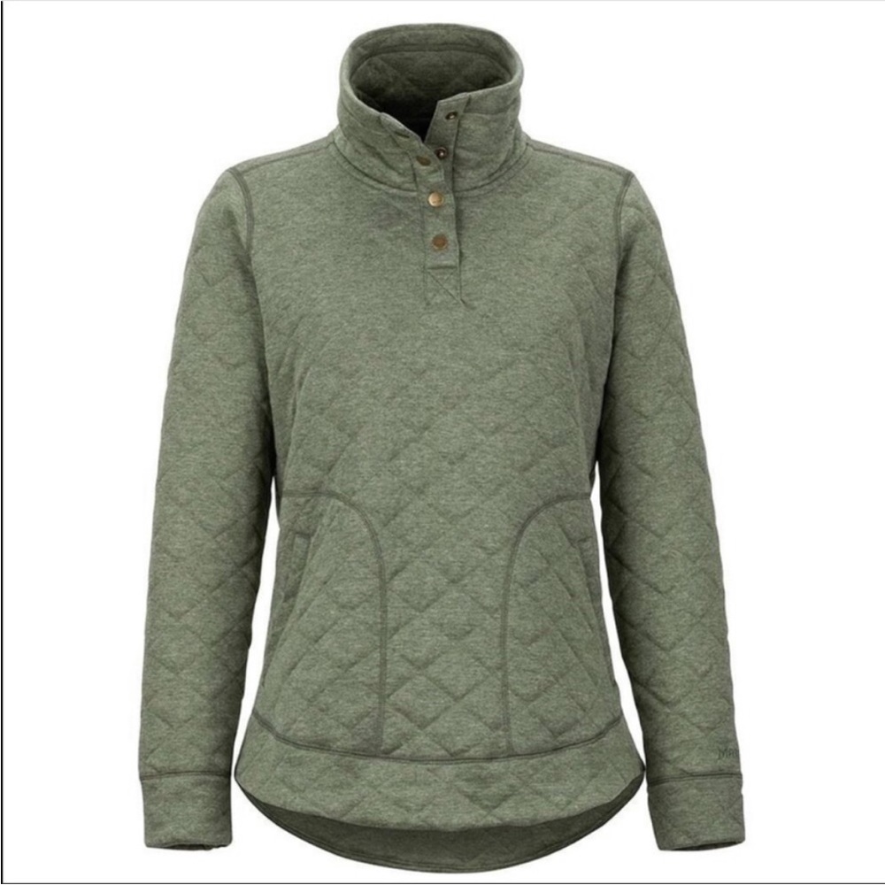 Marmot Roice Quilted Long Sleeve Knit Pullover in army green